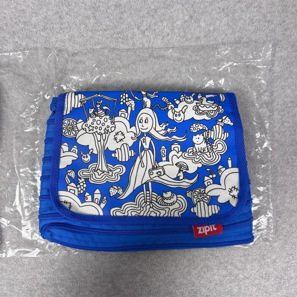 Zipit Color In Kids Messenger Bag Blue w/ 6 Washable Markers Small